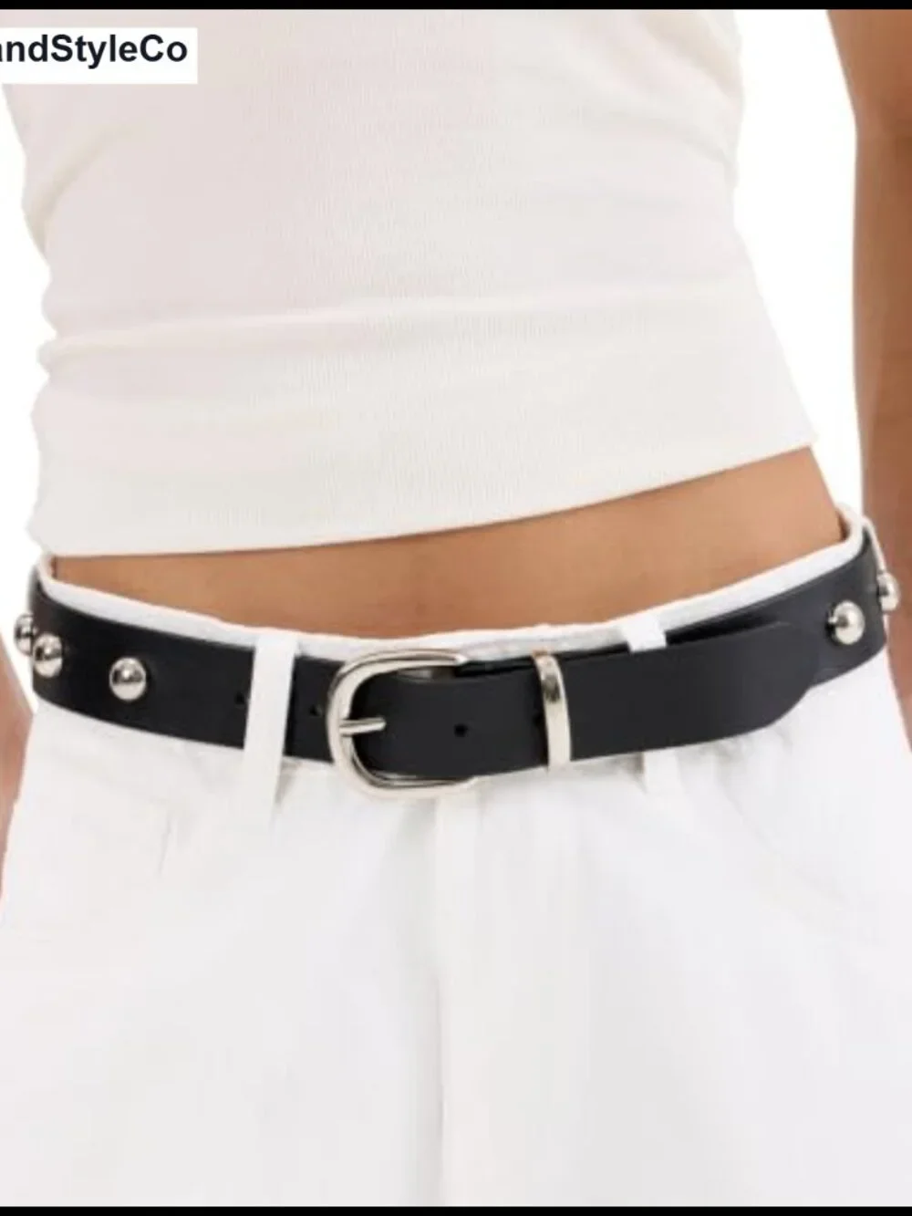 Genuine Leather Vintage Western Belt with Metal Rivets, 1.3